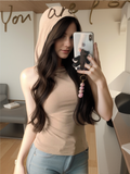 IFOMT Summer New Tank Top Hooded Vest Women's Tops Streetwear Design Slim Fit Sleeveless Crop Top Solid Color Girls Clothing