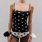 IFOMT Outfit Womens Elegant Cute Slim Fitted Square Neck Camisoles Summer Sleeveless Open Back Dot Print Tank Tops Vest Streetwear