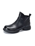 IFOMT Round-Toe Solid Color Zipper Boots