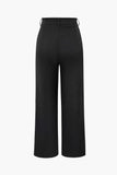 IFOMT Vintage Black Draped Wrap Straight Leg Suit Pants