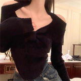 IFOMT 2024 Spring Elegant Pullover Women Casual Solid Korean Style Long Sleeve Knitted Sweater Sweet Soft Sweater Female Y2K Crop Tops