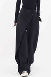 IFOMT Vintage Black Draped Wrap Straight Leg Suit Pants