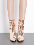 IFOMT Pointed-Toe Shiny Split-Joint Boots Pumps