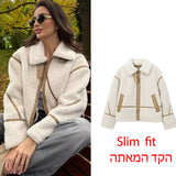 IFOMT Spring Outfits Winter Warm Lamb Wool Jacket Casual Loose Thick Coat Contrast Color One Piece Faux Fur Jacket Coat Plush Jacket Women