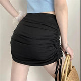 IFOMT Skirts Female Harajuku 2024 Summer Autumn Period Ladies Thread Side Draw String Elastic Sexy Mini Skirts Womens Y2K Chic