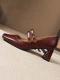 IFOMT Lace-Up Shallow Cut Square-Toe Pumps