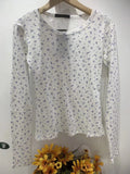 Ifomt Floral Print Slim T-Shirts Women Summer Sweet Lace Trim O Neck Cotton Long Sleeve Y2k Tops Female Chic Sweet Tee Shirt 2025