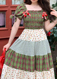 Ifomt Plaid Floral Bow Forest Dress