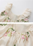 Ifomt Backless Flowers Ruffle Dress