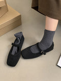 IFOMT Hollow Shallow Cut Split-Joint Square-Toe Flat Shoes Mary Janes
