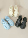 IFOMT Belt Buckle Hollow Round-Toe Split-Joint Gladiators Platform Shoes Sandals