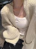 IFOMT Solid Baggy Knit Long Cardigan