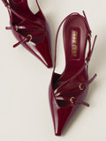 IFOMT Belt Buckle Hollow Pointed-Toe Split-Joint Pumps Sandals Sling Shoes