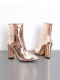 IFOMT Pointed-Toe Shiny Split-Joint Boots Pumps