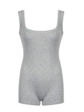 IFOMT Spring Outfits Solid Sleeveless Square Collar Skinny Sexy Rompers Womens Playsuits