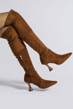 IFOMT New Fashion Spring Outfit Suede Pointed Toe Patchwork Stretchy Over the Knee Boots