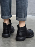 IFOMT Round-Toe Solid Color Zipper Boots