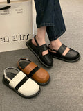 IFOMT Belt Buckle Hollow Round-Toe Split-Joint Sandals Wedges & Flatform