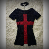 Ifomt Y2k T-shirt Cross Print Goth Crop Top Vintage Punk Aesthetics Fashion Emo Grunge Short Sleeve O-Neck Harajuku 2000s Slim Summer