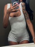 IFOMT Spring Outfits Solid Sleeveless Square Collar Skinny Sexy Rompers Womens Playsuits