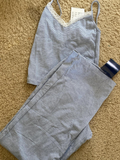Ifomt Gray Skull Print Slim Sleeveless Vest Long Pant Sets Women 2 Pieces Set Cotton Pajama Vintage Tank Top High Waist Straight Pants
