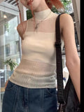 IFOMT Knitted Sleeveless Tank Top Women's Hollow Out Chic And Sexy Thin Summer Tops Y2k Clothing 2024