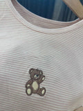 Ifomt Little Bear Embroidered Striped T-shirt Pant Set Women 2 Piece Sets Cotton Home Pajama Cute Short Sleeve Tee+Straight Sweatpant