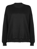 IFOMT Basic Solid Color Loose Fit Crew Neck Sweatshirt