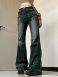 IFOMT Mid Rise Washed Flared Jeans