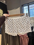 Ifomt New Floral Lace Trim Waffle Vest Shorts Pajama Set Slim Camis +Elastic Straight Short Pant Sweet Cute Home 2 Piece Sets Y2K
