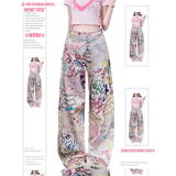 Ifomt Women's Graffiti Print Casual Baggy Y2k Harajuku Jogger Pants Vintage High Waist Baggy Trousers 2000s 90s Aesthetic Clothes 2024