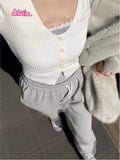 Ifomt Beige Pit Stripe Knitting Long Sleeve Coats Top Woman Solid Color Simple Sweet Auutmn Winter Jacket V-neck Tight Short Sweater