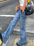 IFOMT Washed Low Waist Mopping Boyfriend Jeans