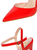 IFOMT Belt Buckle Pointed-Toe Shiny Split-Joint Pumps Sandals