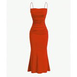 Ifomt All Seasons Women's Dresses Elegant Party Fitting Slim Spaghetti Strap Mermaid Hem Maxi Fashion Party Dresses