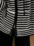 IFOMT Striped Hooded Double Zip Knit Cardigan