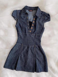 Ifomt Denim Dress Slim Y2k Short Sleeve Button Goth Vintage Streetwear Fashion Aesthetics Harajuku Short Dresses Mini Skirt Punk 2000s