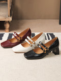 IFOMT Lace-Up Shallow Cut Square-Toe Pumps