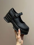 IFOMT Belt Buckle Mary Janes Platform Shoes