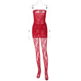 IFOMT Lace Tights Women's Outfits Sexy Strapless Wrap Dress 2 Piece Sets Party Nightwear Leggings See-Through Sheer LingerieChristmas Gifts