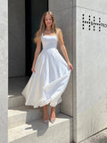 IFOMT Outfits Women Summer Sleeveless Elegant Solid Color Square Neck High Waist Party A-Line Maxi Long Dress Beach Club Streetwear