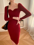 IFOMT Vintage Harajuku Slim Sweater Dress Women Autumn Winter Long Sleeve Bodycon Knitted Midi Dresses Party Evening Club Female