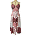 Ifomt Canwedance Boho Dress Strapless Patchwork Printed Summer Dress Romantic Floral Beach Dress A-line Splice Layered Vestidos