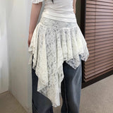 IFOMT Holiday Solid Color Lace Ruffled Skirt For Women Sexy Low Waist Irregular Mini Skirt Splice Hot Girl Clubs Party SkirtChristmas Gifts