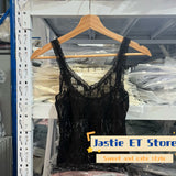 Ifomt V-neck Bow Tie Lace Perspective Camisole Flower Embroidery Sheer Sexy Summer Vest Sleeveless Slim Y2K Versatile Tank Top 2025