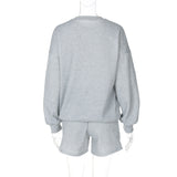 IFOMT Outfits O Neck Long Sleeve Letter Print Sweatshirt Top Short Pants Fashion Women'S Sets Casual Clothing Sportsuit Y2K Winter