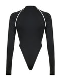 IFOMT Spring Outfits Autumn Winter Turtleneck Long Sleeve Skinny Black Bodysuit Women Letter Print Street Style Basic Bodys Top Tees