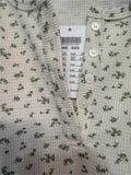 Ifomt Green Floral Waffle Long Sleeve T-Shirt Women Buttons Round Neck Cotton Slim Tee Top Vintage Cute Preppy Style Y2K T Shirt New