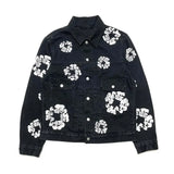 Ifomt Y2k Flower Print Denim Pants Set Women Lapel Button Pocket Coat Zippers Slim Trousers 2025 Spring Fashion Lady 2 Pieces Outfits