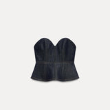 Ifomt Elegant Solid Denim Women Trouser Suits Lapel Pocket Jacket Strapless Tanks Straight Pants 2025 Spring New Fashion Female Sets